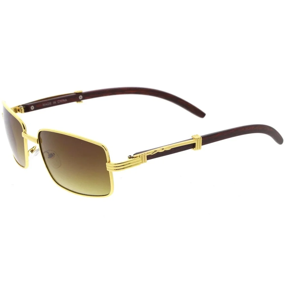 Gold Wood Grain Sunglasses Brown Lens Sun Protection Men New Sunny Summer Beach‎